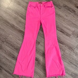 COPY - Judy Blue HOT PINK FLARE jeans with frayed hem 💞💞💞